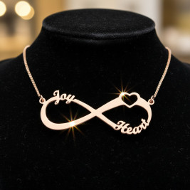 Heart Infinity Necklace 1-3 Names 18ct Rose Gold Plated
